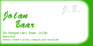 jolan baar business card